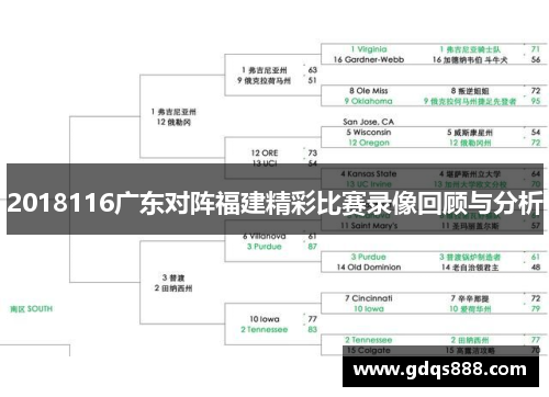 2018116广东对阵福建精彩比赛录像回顾与分析